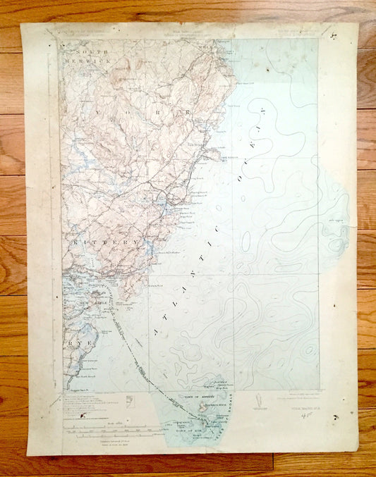 Antique York, Maine 1920 US Geological Survey Topographic Map – Wells, Kittery, York Beach, Portsmouth, Rye, New Castle, New Hampshire ME NH