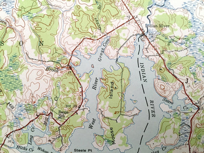 Antique Columbia Falls, Maine 1941 US Geological Survey Topographic Map – Jonesport, Jonesboro, Addison, Roque Bluffs, Marshfield Sealand ME