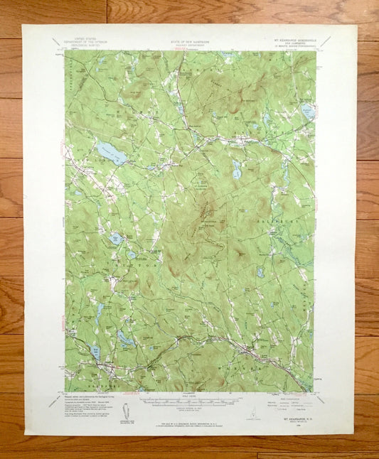 Antique Mount Kearsarge, New Hampshire 1956 US Geological Survey Topographic Map – Sutton, Salisbury, Warner Andover Willmot Danbury Hill NH