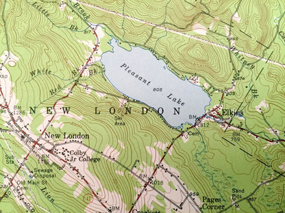 Antique Mount Kearsarge, New Hampshire 1956 US Geological Survey Topographic Map – Sutton, Salisbury, Warner Andover Willmot Danbury Hill NH