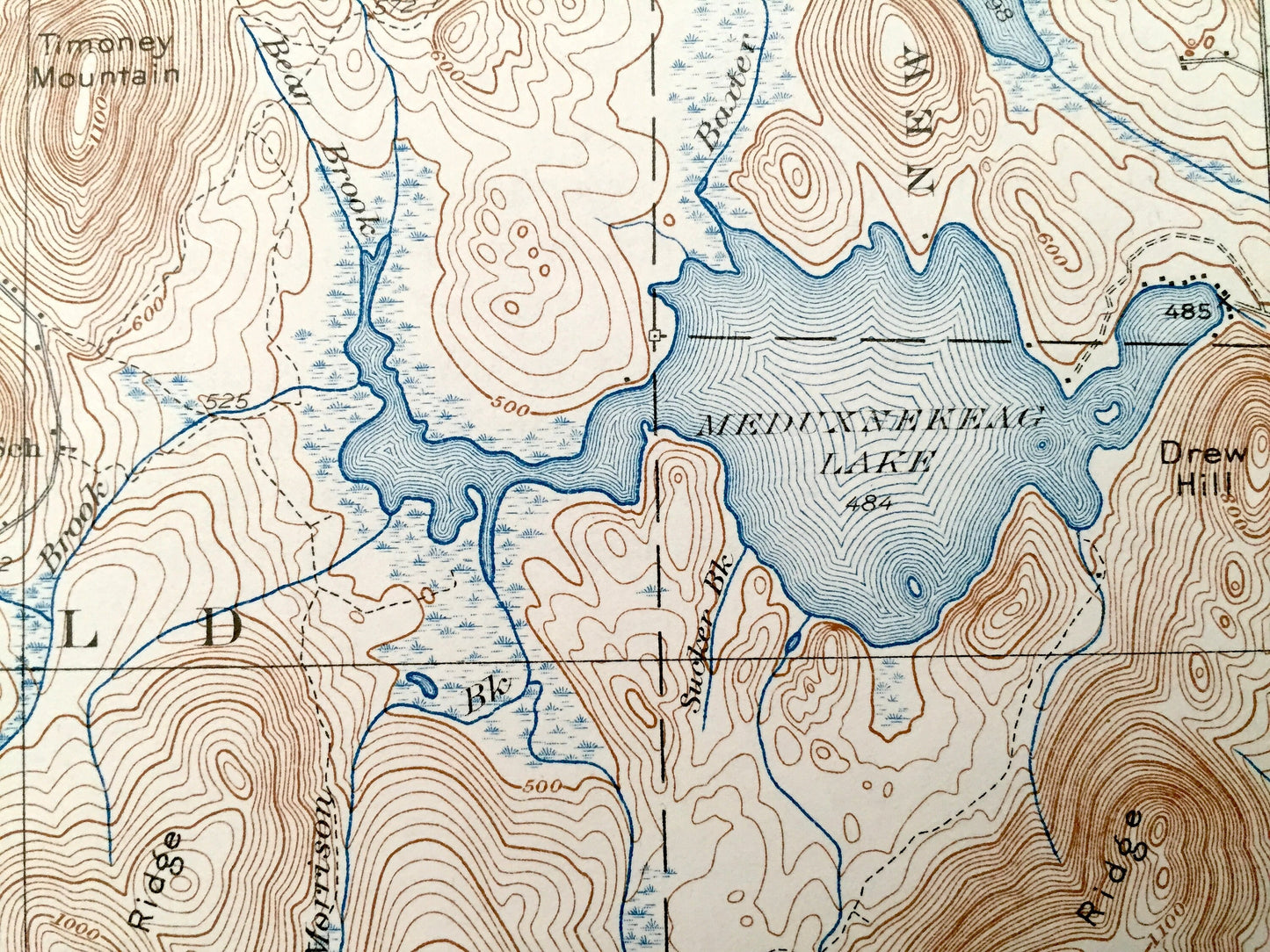 Antique Smyrna Mills, Maine 1937 US Geological Survey Topographic Map – Aroostook County, Oakfield Island Falls Pleasant Meduxnekeag Lake ME
