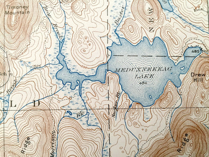 Antique Smyrna Mills, Maine 1937 US Geological Survey Topographic Map – Aroostook County, Oakfield Island Falls Pleasant Meduxnekeag Lake ME
