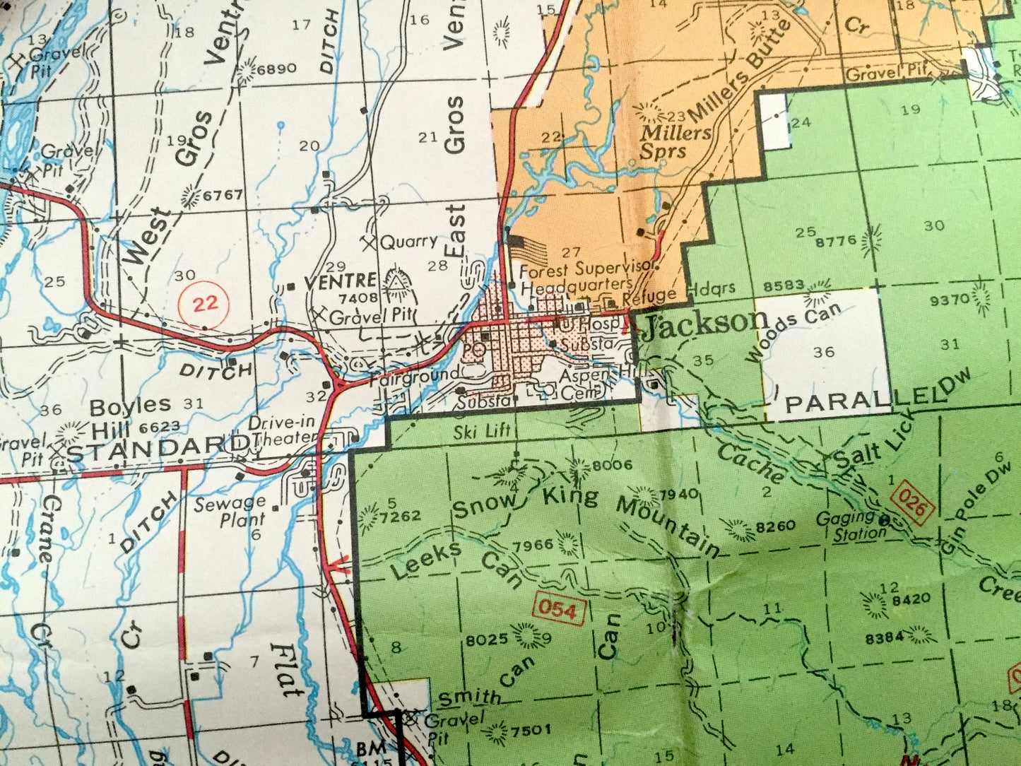 Antique Bridger-Teton National Forest, Wyoming 1973 US Geological Survey Topographic Map – Jackson Hole Snow King Mountain Yellowstone WY