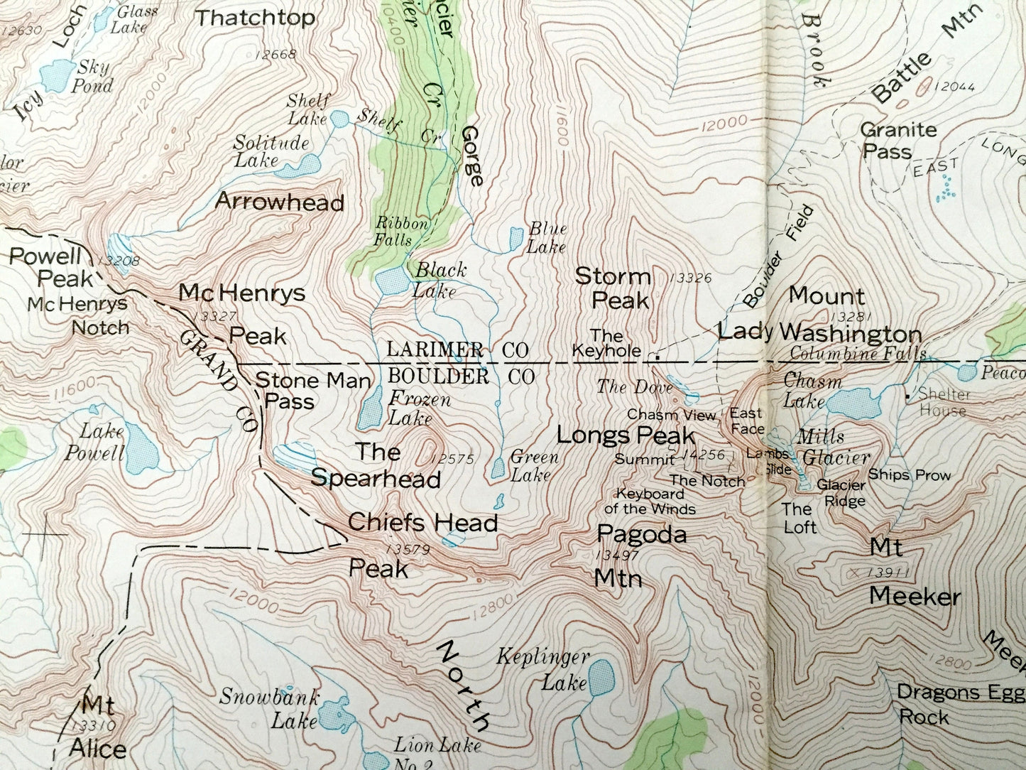 Antique Rocky Mountain National Park, Colorado 1961 US Geological Survey Topographic Map – Roosevelt, Routt, Arapaho, Estes Park, Granby, CO