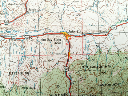 Antique Canyon City, Oregon 1955 US Geological Survey Topographic Map – John Day, Hamilton, Hereford Malheur National Forest Grant County OR