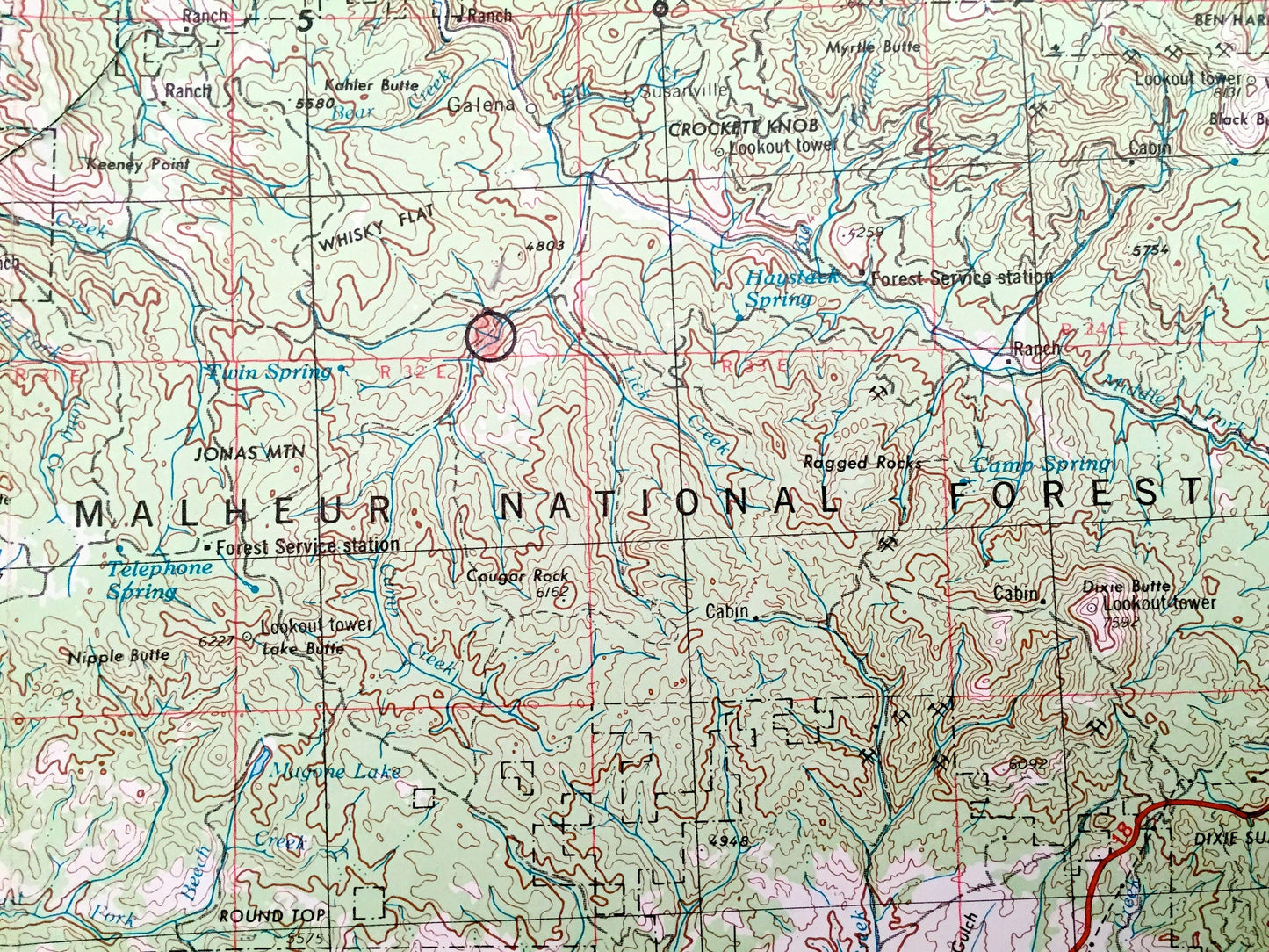 Antique Canyon City, Oregon 1955 US Geological Survey Topographic Map – John Day, Hamilton, Hereford Malheur National Forest Grant County OR
