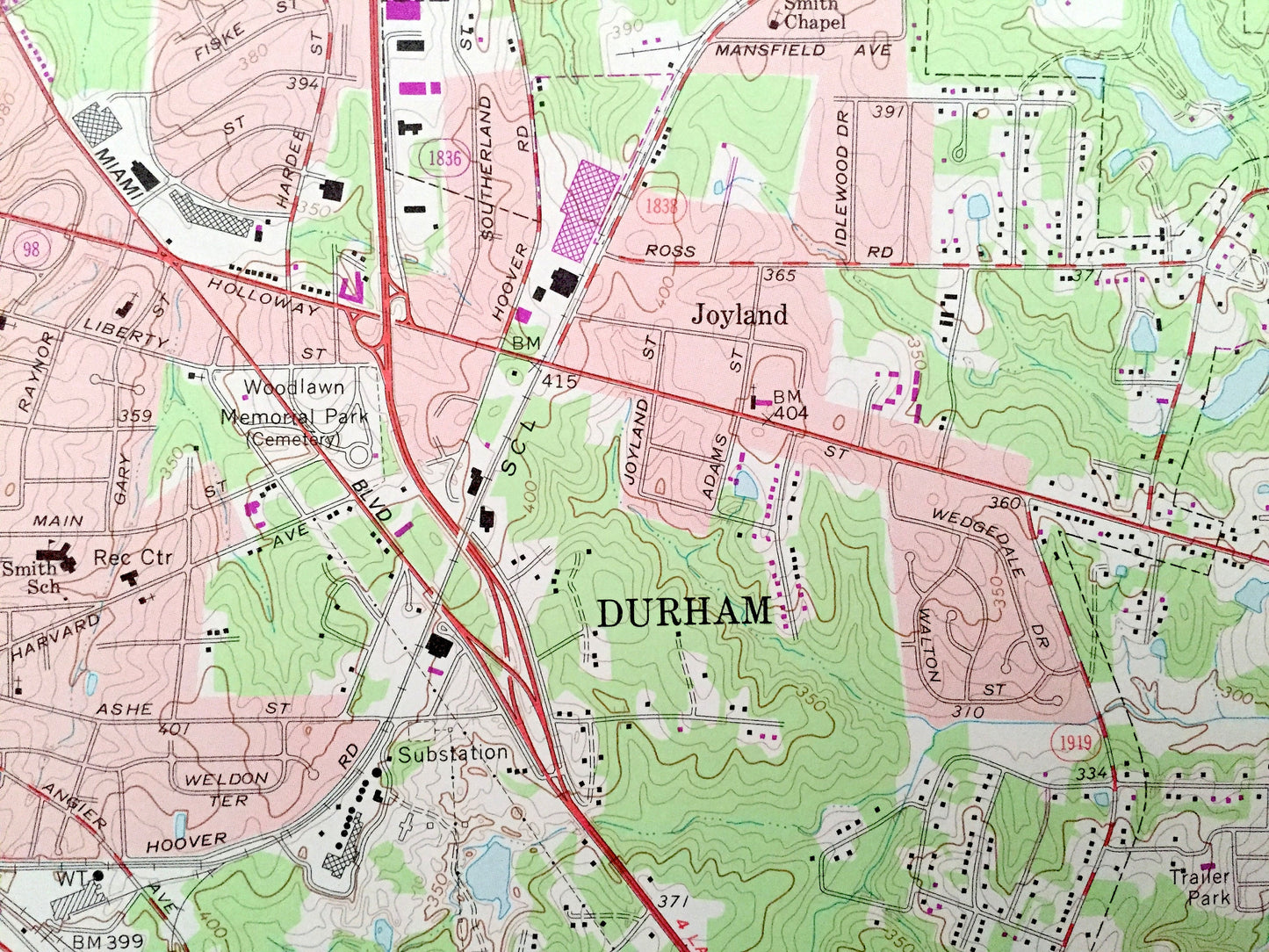 Antique Durham, North Carolina 1973 US Geological Survey Topographic Map – Wake County, Joyland, Hayes, Oak Grove, Brassfield, Bethesda, NC
