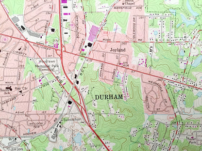 Antique Durham, North Carolina 1973 US Geological Survey Topographic Map – Wake County, Joyland, Hayes, Oak Grove, Brassfield, Bethesda, NC