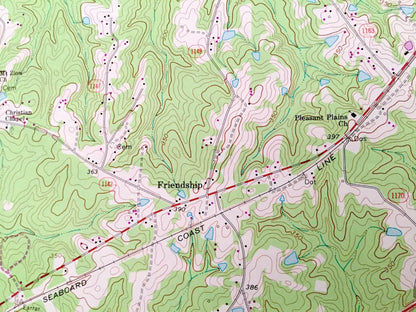 Antique New Hill, North Carolina 1974 US Geological Survey Topographic Map – Wake, Chatham County, B Everrett Jordan Lake, Bonsai, NC