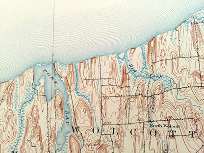 Antique Sodus Bay, New York 1902 US Geological Survey Topographic Map – Huron, Wolcott, Arran Island, Lake Ontario, Wayne County, NY
