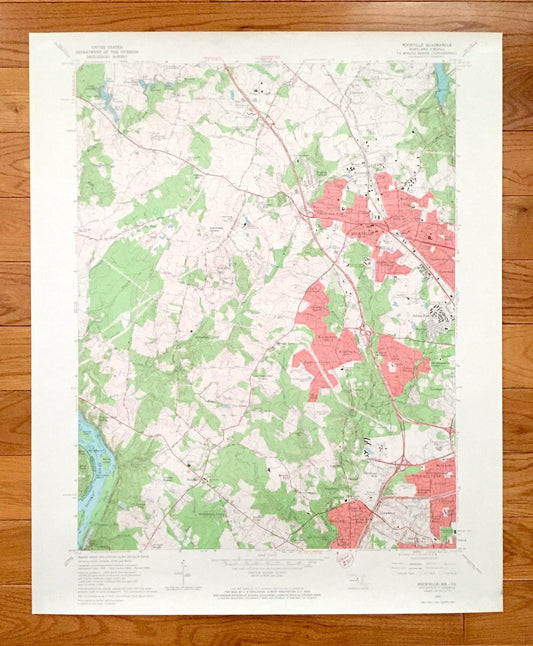 Antique  Rockville, Maryland 1965 US Geological Survey Topographic Map – Gaithersburg, Walnut Woods, Croydon Park, Bethesda, Potomac, MD