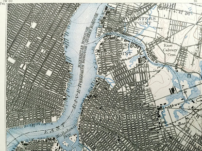 Antique Brooklyn & Queens, New York City 1901 US Geological Survey Topographic Map – Manhattan, Far Rockaway, Williamsburg, Prospect Park NY