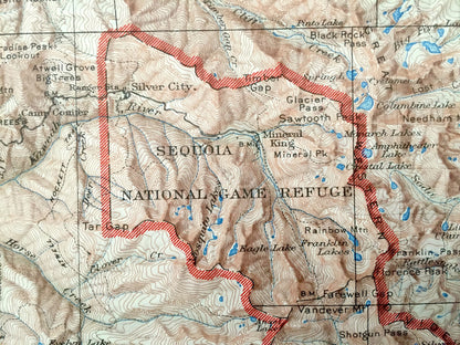 Antique Sequoia & Kings Canyon National Park, California 1958 US Geological Survey Topographic Map – Owens, Kaweah, Sierra, Mount Whitney CA
