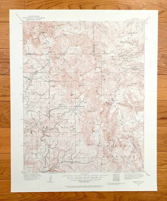 Antique Summitville, Colorado 1913 US Geological Survey Topographic Map – Rio Grande Mineral Archuleta Conejos County San Juan Mountains CO