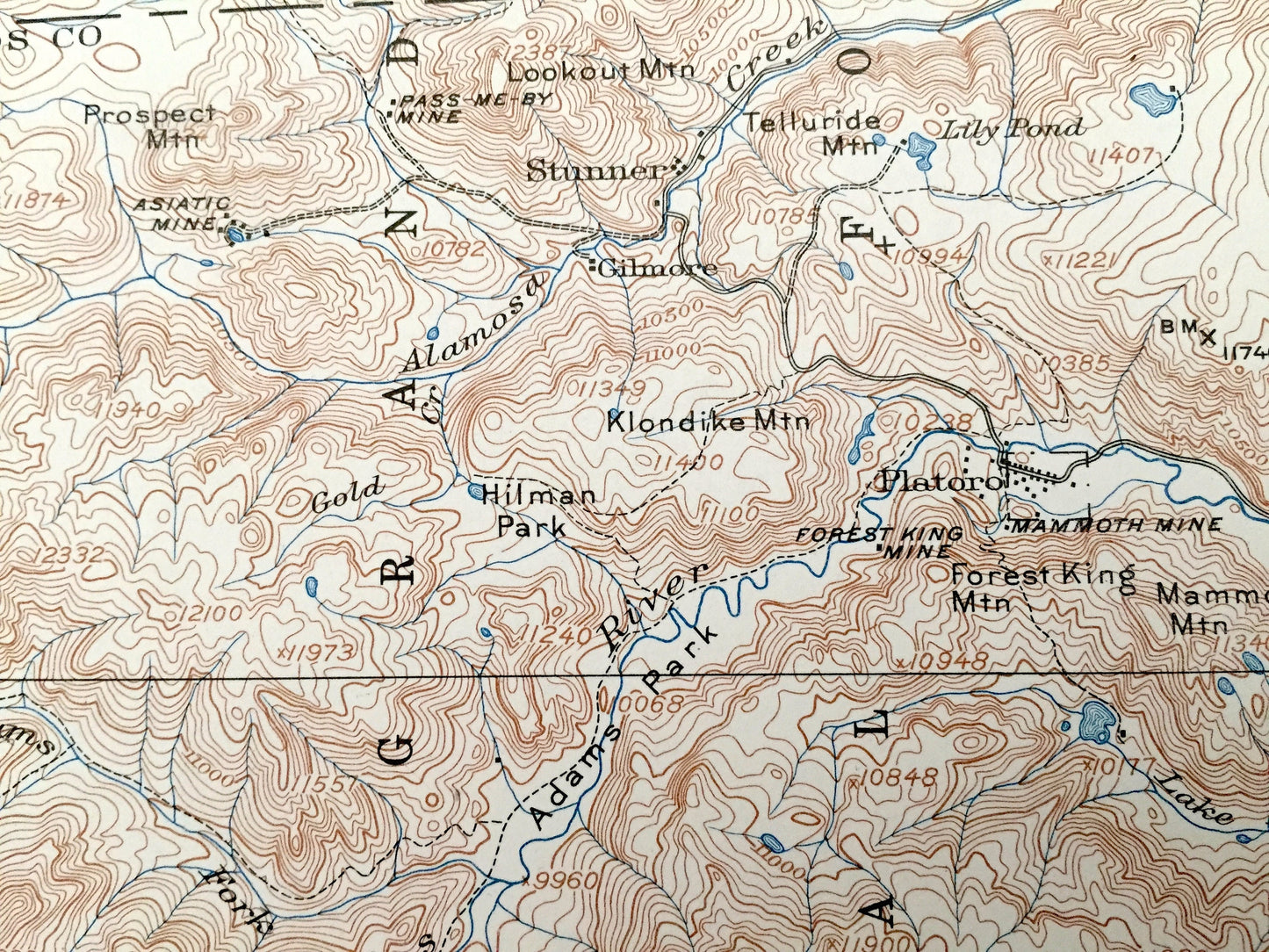 Antique Summitville, Colorado 1913 US Geological Survey Topographic Map – Rio Grande Mineral Archuleta Conejos County San Juan Mountains CO