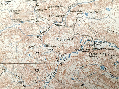 Antique Summitville, Colorado 1913 US Geological Survey Topographic Map – Rio Grande Mineral Archuleta Conejos County San Juan Mountains CO