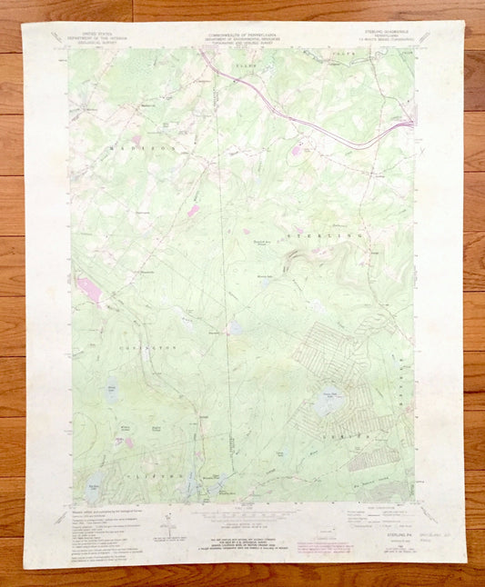 Antique Sterling, Pennsylvania 1965 US Geological Survey Topographic Map - Wayne, Lackawanna County, Madison, Lehigh, Clifton, Poconos PA