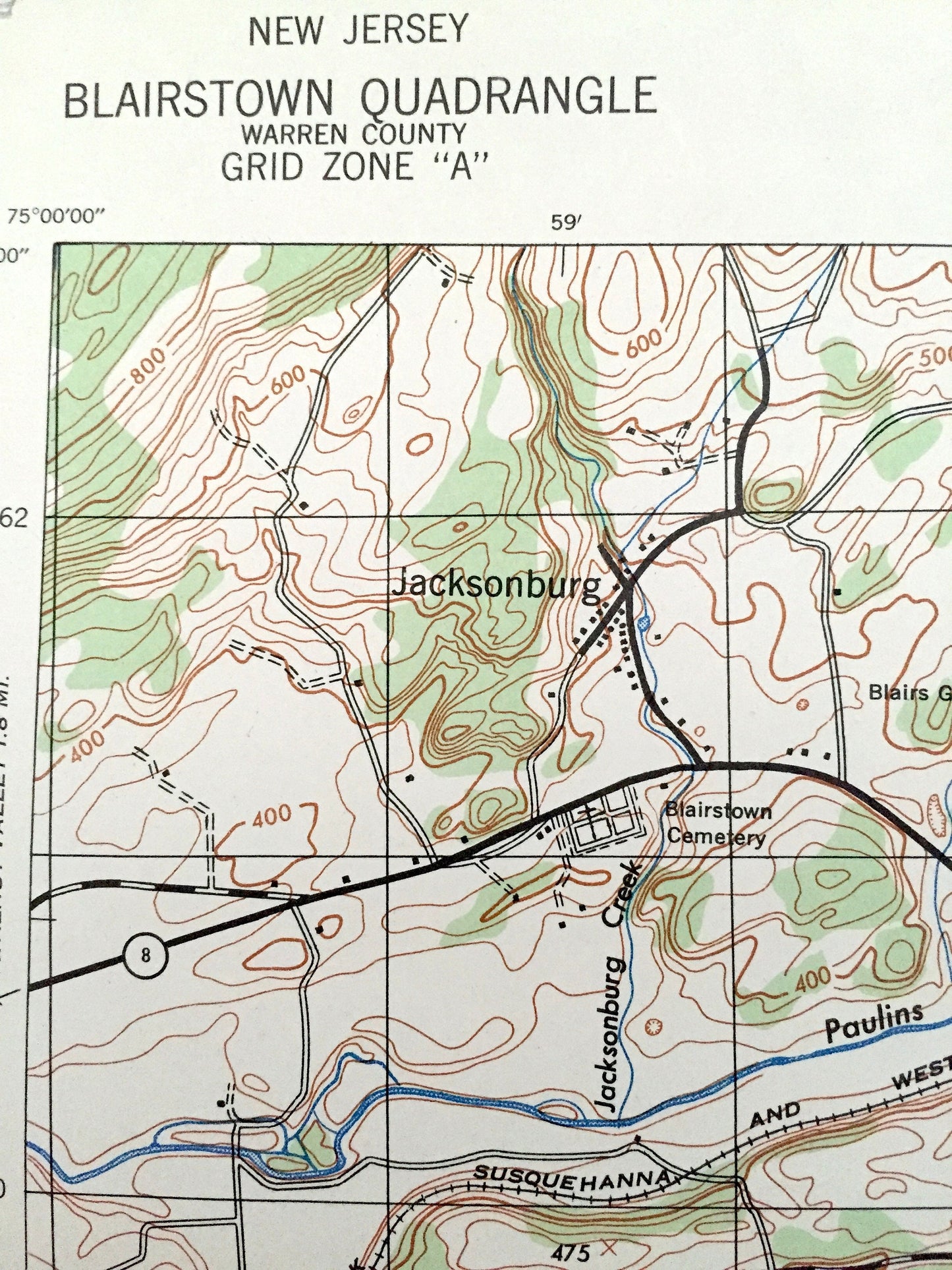 Antique Blairstown, New Jersey 1943 US Geological Survey Topographic Map – Warren County, Frelinghuysen, Hardwick, Independence, Liberty, NJ