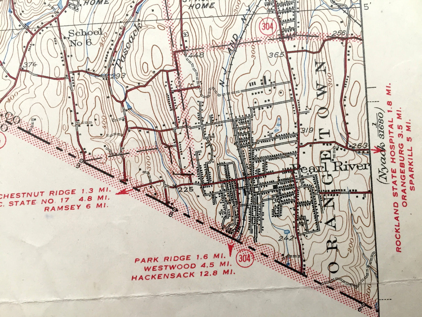 Antique Ramapo, New York 1938 US Geological Survey Map – Spring Valley, Suffern, Sloatsburg, Antrim, Tuxedo, Orange Park Ridge Bergen NY