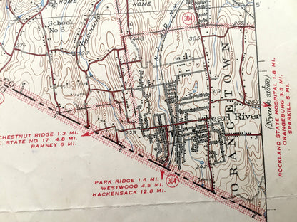 Antique Ramapo, New York 1938 US Geological Survey Map – Spring Valley, Suffern, Sloatsburg, Antrim, Tuxedo, Orange Park Ridge Bergen NY
