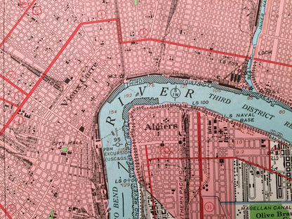 Antique New Orleans, Louisiana 1950 US Geological Survey Topographic Map – Jefferson Parish, Metairie, French Quarter, Treme Ward Audubon LA