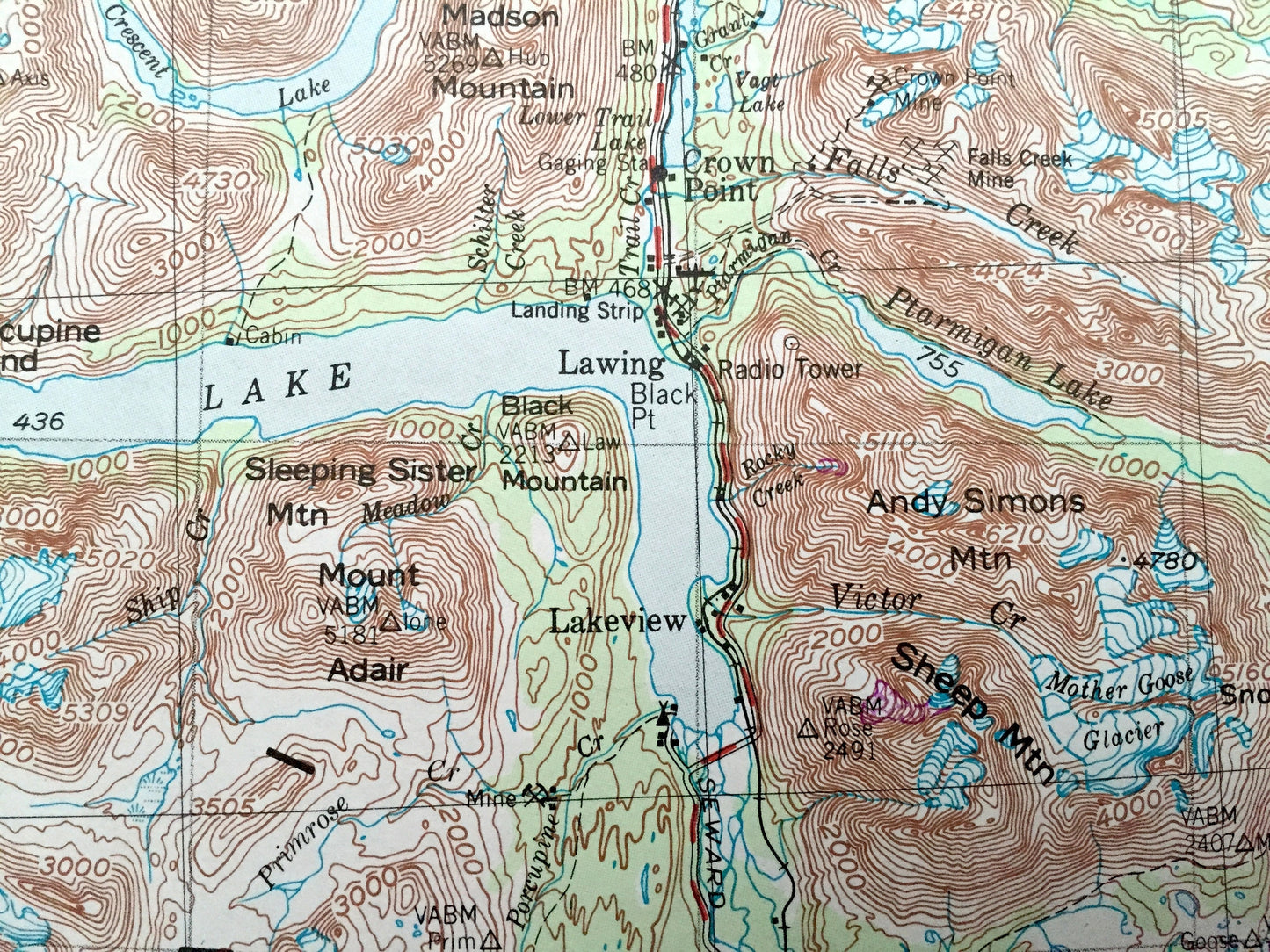 Antique Seward, Alaska 1953 US Geological Survey Topographic Map – Anchorage, Kenai National Park, Chugach, Mountains, Prince William, AK