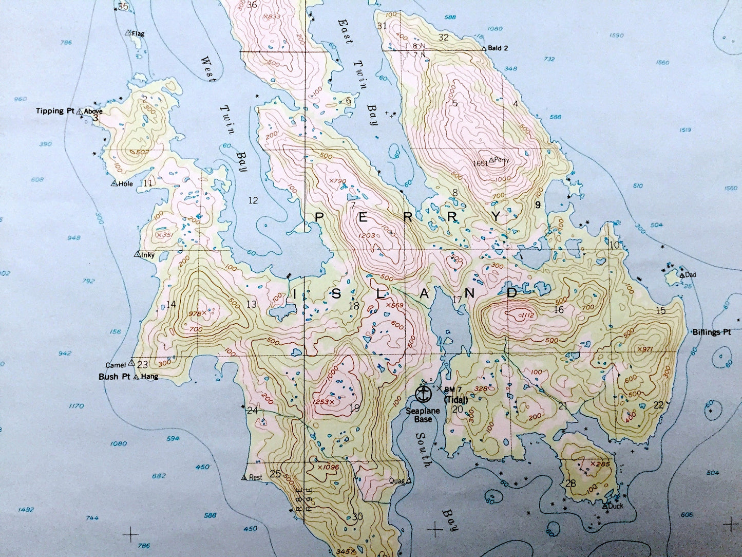Antique Seward (C-3), Alaska 1951 US Geological Survey Topographic Map – Perry Island, Prince William Sound, Culross, Passage, Lone, AK