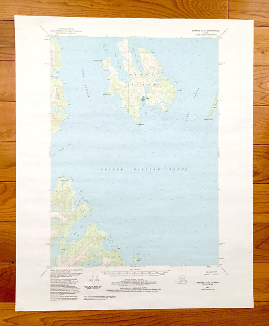 Antique Seward (C-3), Alaska 1951 US Geological Survey Topographic Map – Perry Island, Prince William Sound, Culross, Passage, Lone, AK