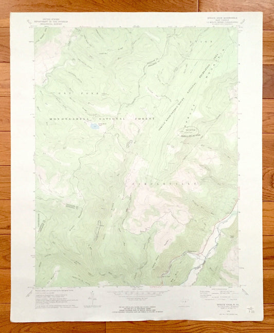 Antique Spruce Knob, West Virginia 1970 US Geological Survey Topographic Map - Pendleton County, Circleville, Union, Dry Fork, Greenbank WV