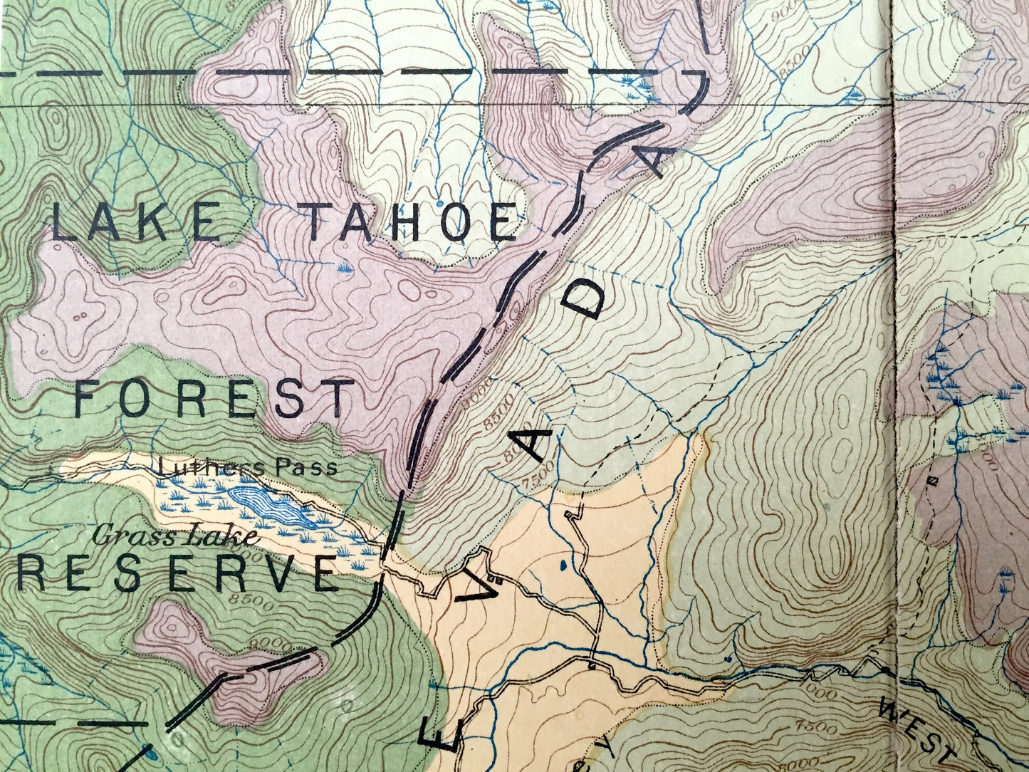 Antique Lake Tahoe, California 1889 US Geological Survey Topographic Map – Douglas, Eldorado, Alpine County, Nevada, Markleeville, Carson NV