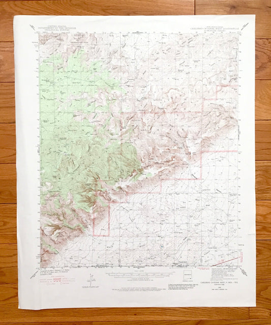 Antique Carlsbad Caverns, New Mexico 1940 US Geological Survey Topographic Map – National Park, Eddy County, Sitting Bull, Guadalupe, NM