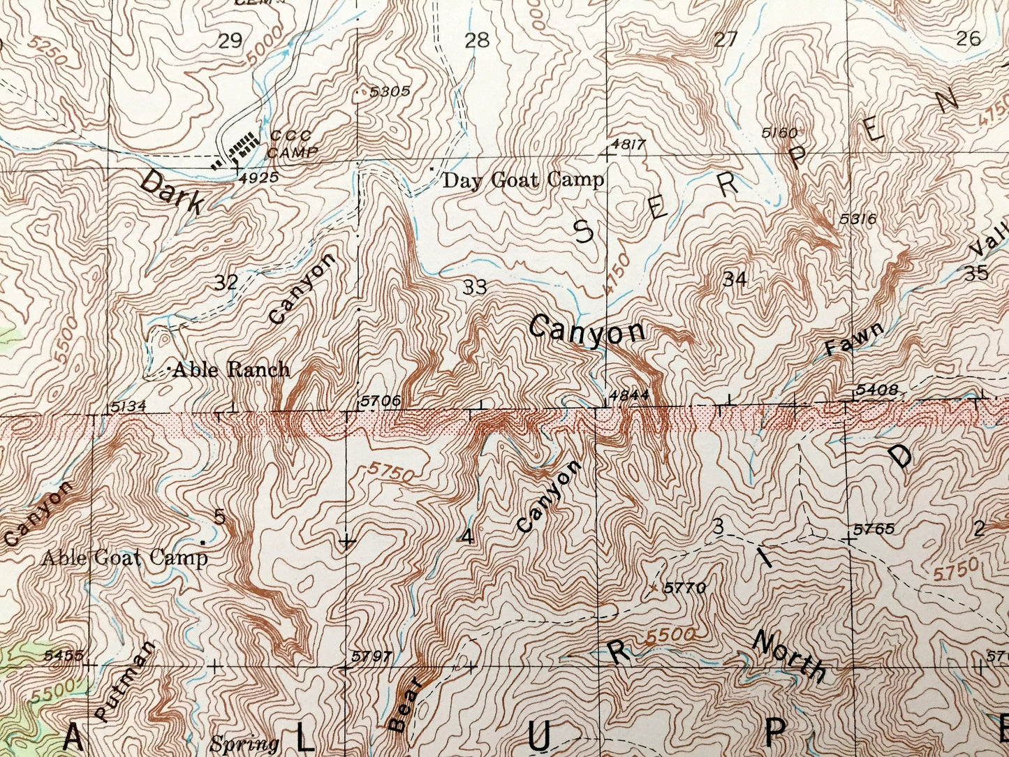 Antique Carlsbad Caverns, New Mexico 1940 US Geological Survey Topographic Map – National Park, Eddy County, Sitting Bull, Guadalupe, NM