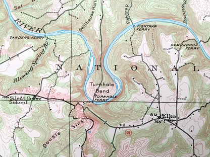 Antique Mammoth Cave, Kentucky 1922 US Geological Survey Topographic Map – National Park, Pig, Cedar Spring, Smiths Grove, Park City, KY