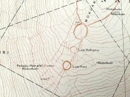 Antique Mauna Loa, Hawaii 1928 US Geological Survey Topographic Map – North Kona, Hamakua, Kau, National Forest, Kau Forest Reserve, HI