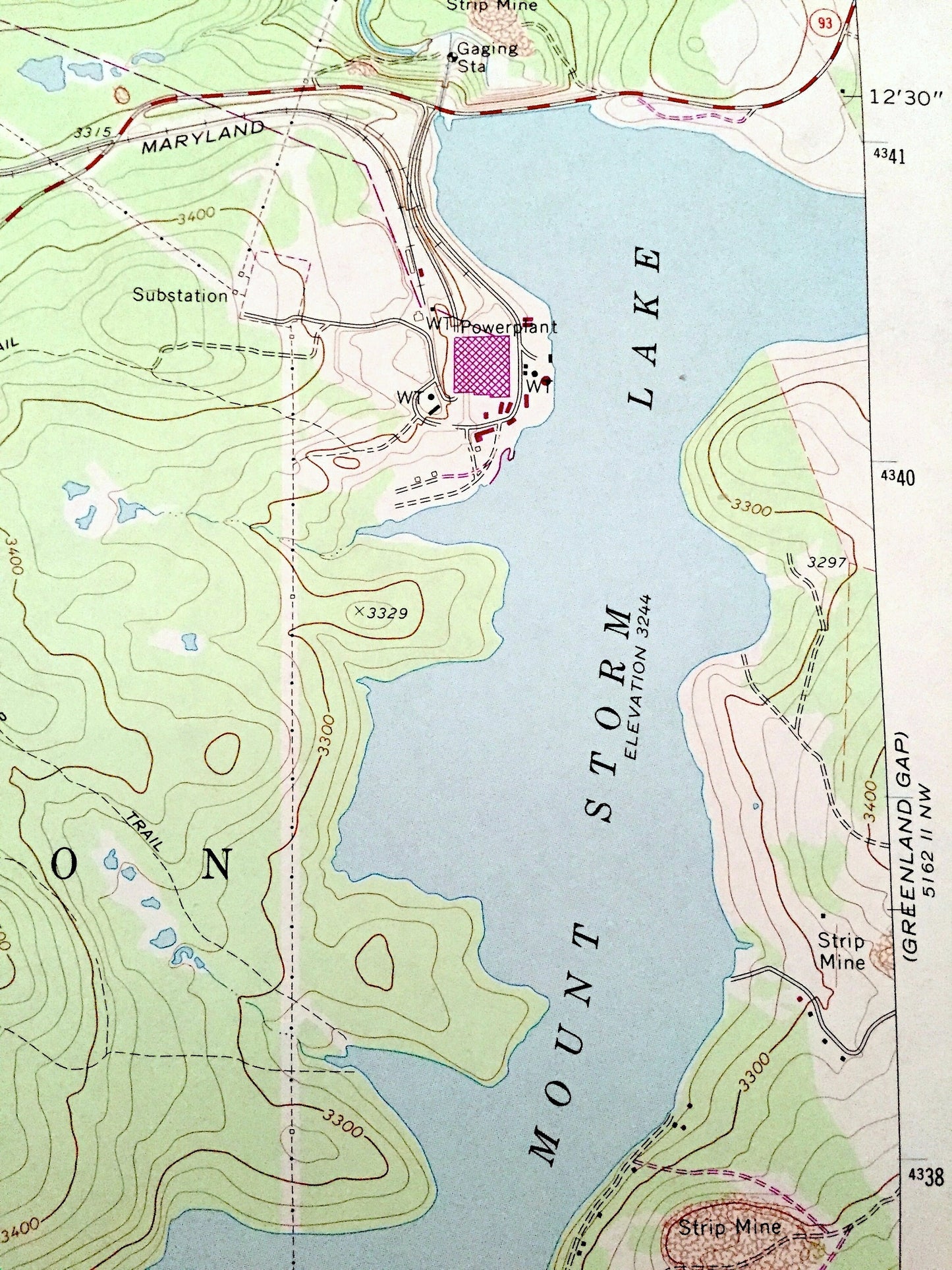 Antique Mount Storm Lake, West Virginia 1967 US Geological Survey Topographic Map - Grant, Tucker County Union Canaan Valley Dobbin Ridge WV