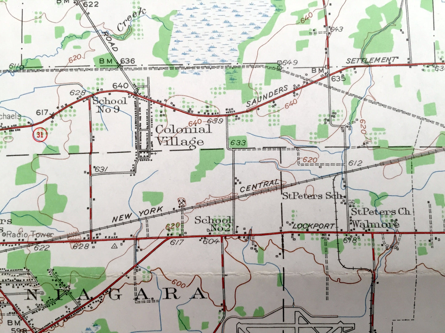 Antique Tonawanda, New York 1948 US Geological Survey Topographic Map – Amherst, Grand Island, Wheatfield, Pendleton, Lewiston, Cambria, NY
