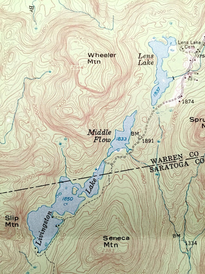 Antique Harrisburg, New York 1954 US Geological Survey Topographic Map – Adirondacks, Sacandaga, Edinburg, Day Hope Falls Saratoga Warren NY