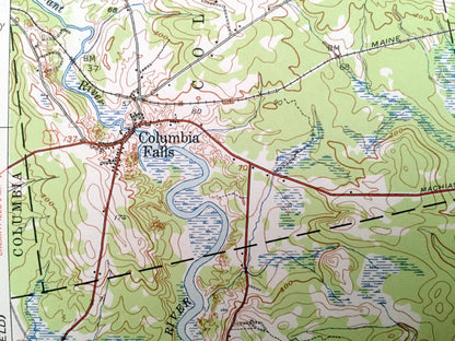 Antique Columbia Falls, Maine 1941 US Geological Survey Topographic Map – Jonesport, Jonesboro, Addison, Roque Bluffs, Marshfield Sealand ME