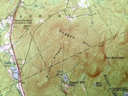 Antique Mount Kearsarge, New Hampshire 1956 US Geological Survey Topographic Map – Sutton, Salisbury, Warner Andover Willmot Danbury Hill NH