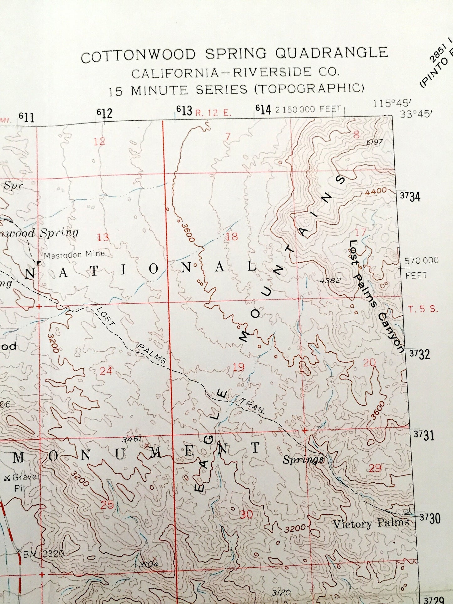 Antique Cottonwood Springs, California 1958 US Geological Survey Topographic Map – Salton Sea, Joshua Tree, Riverside County Desert Beach CA