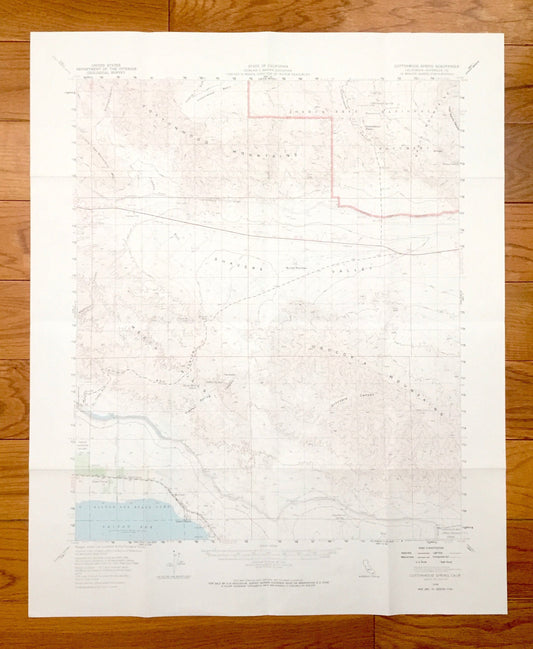 Antique Cottonwood Springs, California 1958 US Geological Survey Topographic Map – Salton Sea, Joshua Tree, Riverside County Desert Beach CA