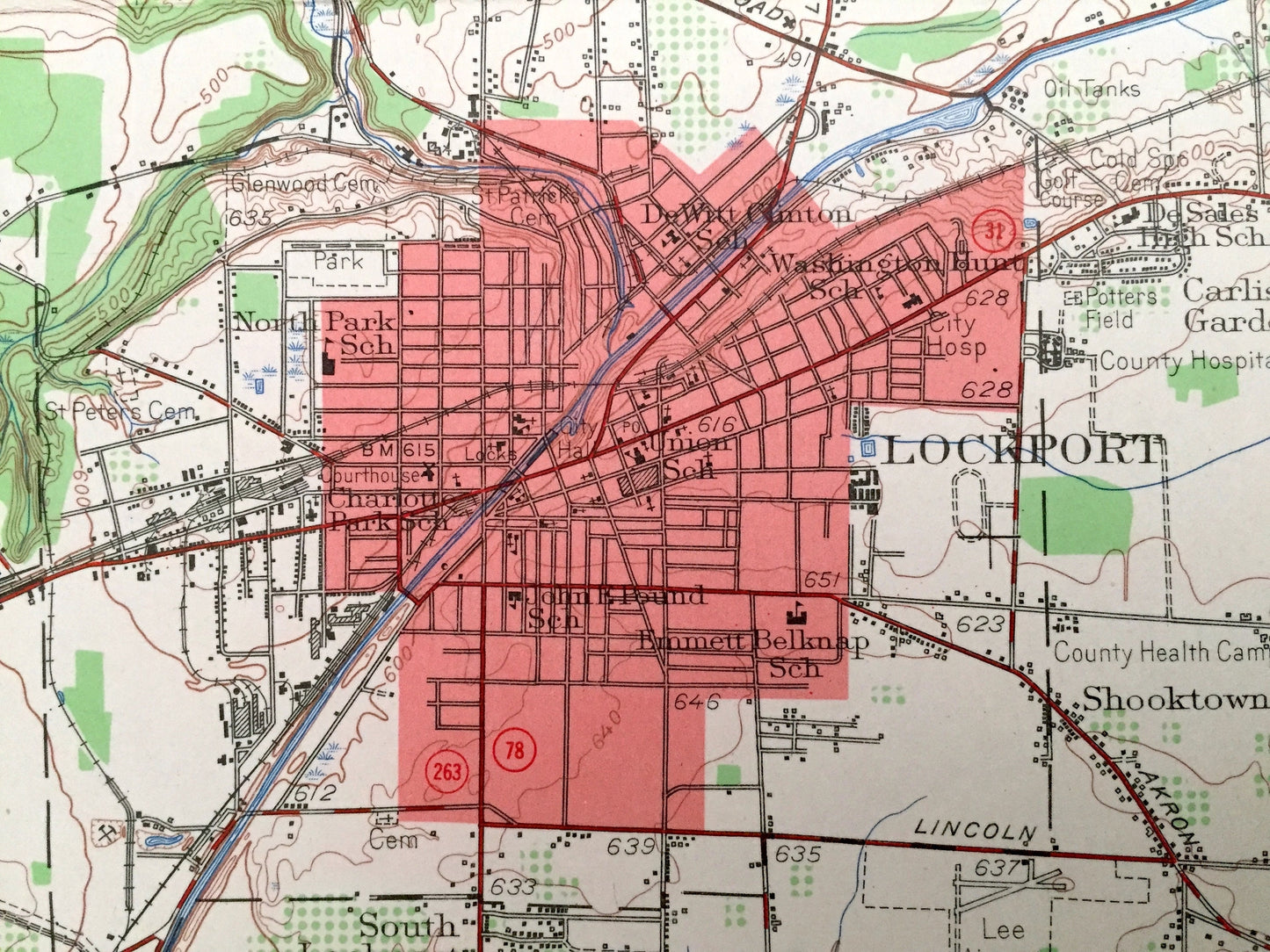 Antique Lockport, New York 1948 US Geological Survey Topographic Map – Newfane, Hartland, Royalton, Pendleton, Amherst, Clarence Newstead NY