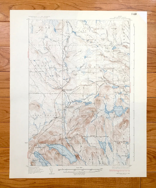 Antique Smyrna Mills, Maine 1937 US Geological Survey Topographic Map – Aroostook County, Oakfield Island Falls Pleasant Meduxnekeag Lake ME