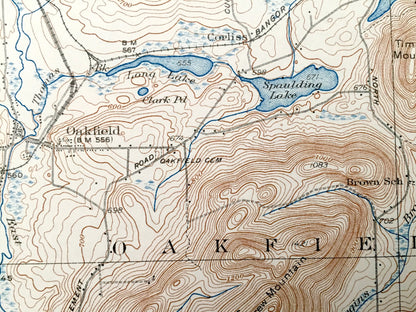 Antique Smyrna Mills, Maine 1937 US Geological Survey Topographic Map – Aroostook County, Oakfield Island Falls Pleasant Meduxnekeag Lake ME