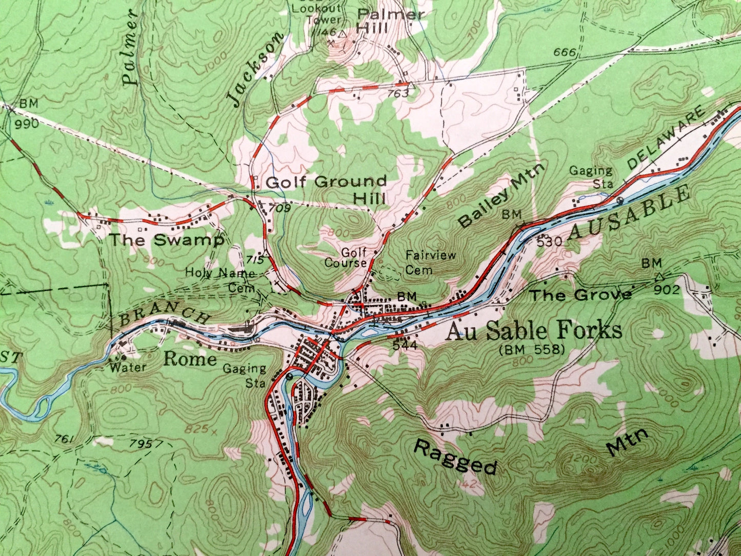 Antique Au Sable Forks, New York 1953 US Geological Survey Topographic Map – Adirondacks, Black Brook, Rome, Lewis, Jay, Chesterfield NY