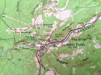 Antique Au Sable Forks, New York 1953 US Geological Survey Topographic Map – Adirondacks, Black Brook, Rome, Lewis, Jay, Chesterfield NY