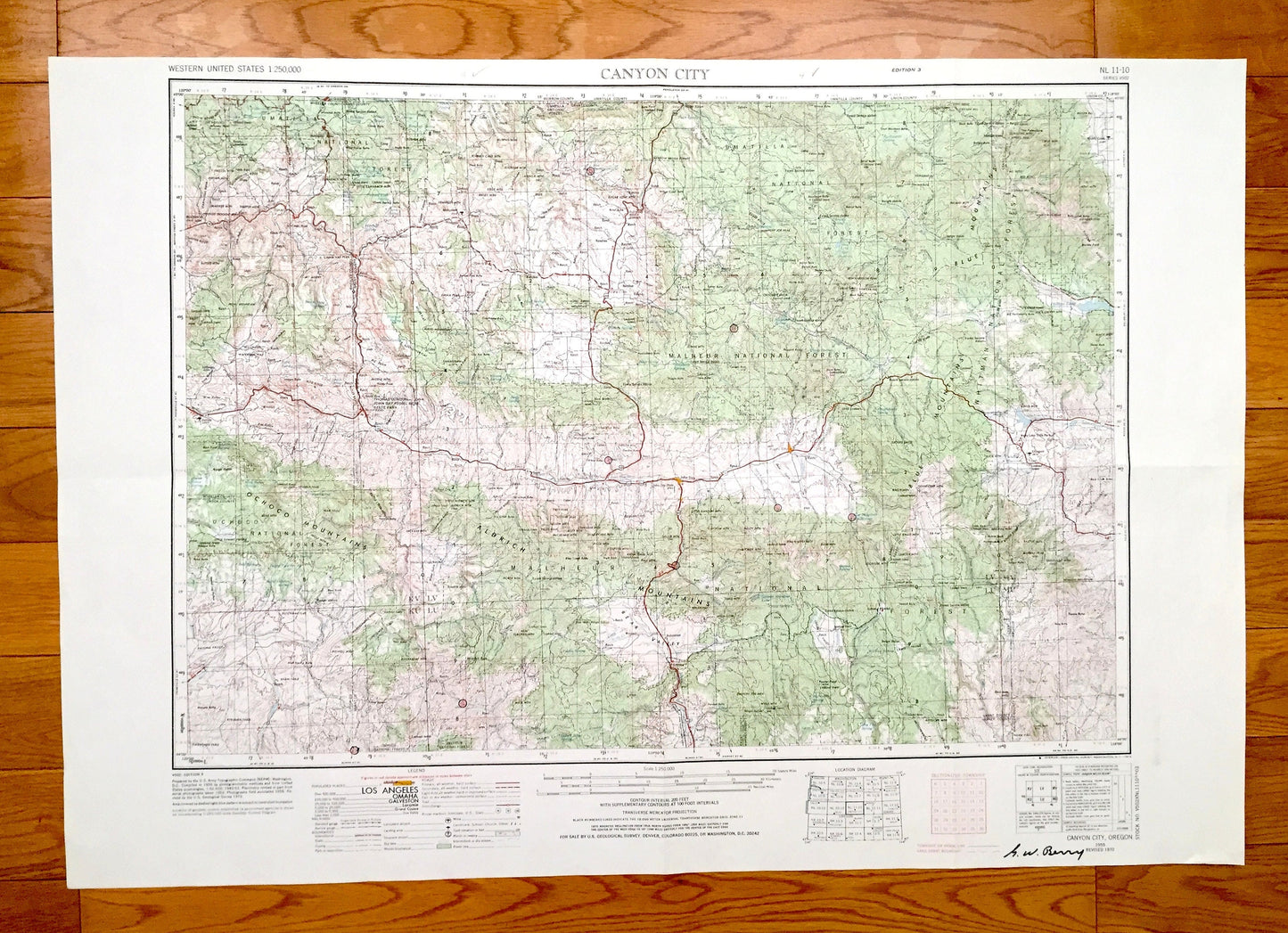Antique Canyon City, Oregon 1955 US Geological Survey Topographic Map – John Day, Hamilton, Hereford Malheur National Forest Grant County OR