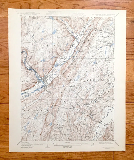 Antique Port Jervis, New York 1908 US Geological Survey Topographic Map – Matamoras, Orange, Sussex, Pike County, Neversink New Jersey NY NJ