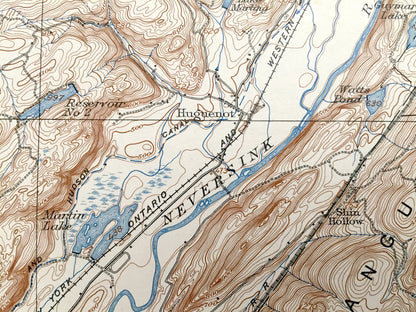 Antique Port Jervis, New York 1908 US Geological Survey Topographic Map – Matamoras, Orange, Sussex, Pike County, Neversink New Jersey NY NJ