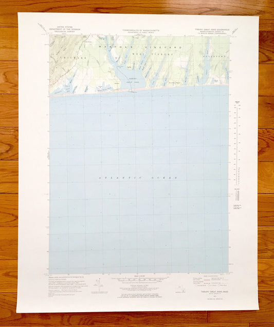 Antique Tisbury Great Pond, Massachusetts 1972 US Geological Survey Topographic Map – Chilmark, West, Edgartown, Martha's Vineyard, Dukes MA